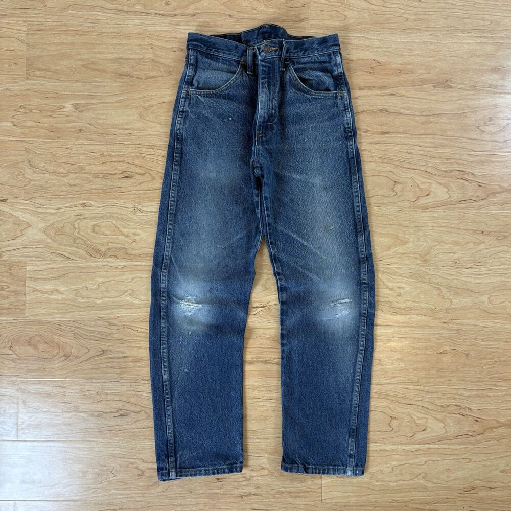 Rustler Straight Leg Jeans 31x30 Distressed Faded Wash Cotton Workwear Denim